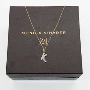 Monica Vinader Designer Lab-Created Diamond Initial K Charm Pendant Necklace 14k